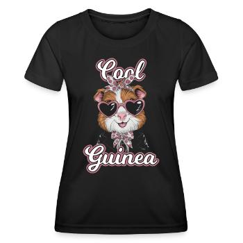 Coole Meerschweinchen mit Herz-Sonnenbrille - Frauen Funktions-T-Shirt - Schwarz - Vorne - AI Model Female 172 light (172cm)