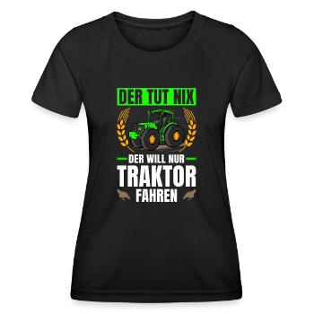 Der Tut Nix Der Will Nur Traktor Fahren Traktor - Frauen Funktions-T-Shirt - Schwarz - Vorne - AI Model Female 172 light (172cm)