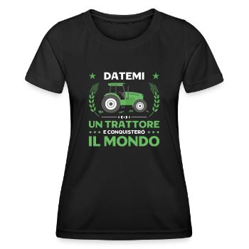 Datemi Un Trattore Conquistero Il Mondo Trattore - Frauen Funktions-T-Shirt - Schwarz - Vorne - AI Model Female 172 light (172cm)