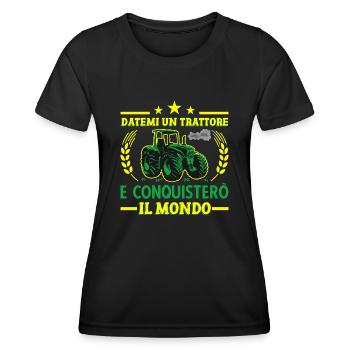 Datemi Un Trattore Conquistero Il Mondo Trattore - Frauen Funktions-T-Shirt - Schwarz - Vorne - AI Model Female 172 light (172cm)