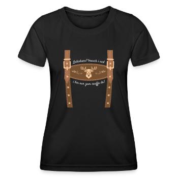 Lederhosn? Brauch i Ned I Bin Nur Zum Sauffa Da! - Frauen Funktions-T-Shirt - Schwarz - Vorne - AI Model Female 172 light (172cm)