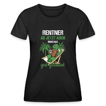 Rentner Ab Jetzt Auch Montags Gut Gelaunt Rente - Frauen Funktions-T-Shirt - Schwarz - Vorne - AI Model Female 172 light (172cm)