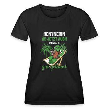 Rentnerin Ab Jetzt Auch Montags Gut Gelaunt Rente - Frauen Funktions-T-Shirt - Schwarz - Vorne - AI Model Female 172 light (172cm)