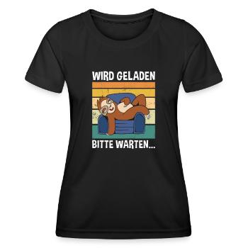 Wird Geladen Bitte Warten... Süßes Faultier - Frauen Funktions-T-Shirt - Schwarz - Vorne - AI Model Female 172 light (172cm)