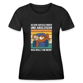 Aufgestanden Und Angezogen Was Wollt Ihr? Faultier - Frauen Funktions-T-Shirt - Schwarz - Vorne - AI Model Female 172 light (172cm)