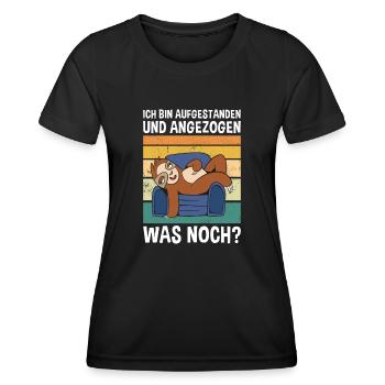 Aufgestanden Und Angezogen Was Wollt Ihr? Faultier - Frauen Funktions-T-Shirt - Schwarz - Vorne - AI Model Female 172 light (172cm)