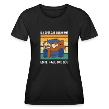 Spür Das Tier In Mir Es Ist Faul Und Süß Faultier - Frauen Funktions-T-Shirt - Schwarz - Vorne - AI Model Female 172 light (172cm)