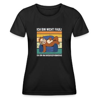 Bin Nicht Faul! Bin Im Energiesparmodus Faultier - Frauen Funktions-T-Shirt - Schwarz - Vorne - AI Model Female 172 light (172cm)