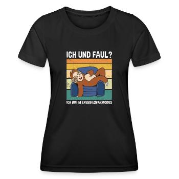Ich Und Faul? Ich Bin Im Energiesparmodus Faultier - Frauen Funktions-T-Shirt - Schwarz - Vorne - AI Model Female 172 light (172cm)