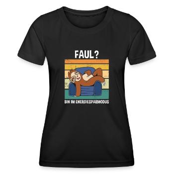 Faul? Bin Im Energiesparmodus Süßes Faultier - Frauen Funktions-T-Shirt - Schwarz - Vorne - AI Model Female 172 light (172cm)