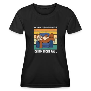 Bin Im Energiesparmodus Bin Nicht Faul Faultier - Frauen Funktions-T-Shirt - Schwarz - Vorne - AI Model Female 172 light (172cm)