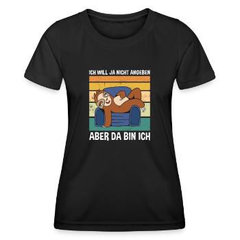 Ich Will Ja Nicht Angeben Aber Da Bin Ich Faultier - Frauen Funktions-T-Shirt - Schwarz - Vorne - AI Model Female 172 light (172cm)