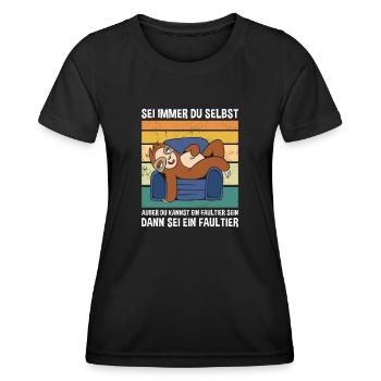 Sein Dann Sei Ein Faultier Süßes Faultier - Frauen Funktions-T-Shirt - Schwarz - Vorne - AI Model Female 172 light (172cm)