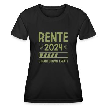 Rente 2024 Countdown Läuft Rente 2024 - Frauen Funktions-T-Shirt - Schwarz - Vorne - AI Model Female 172 light (172cm)