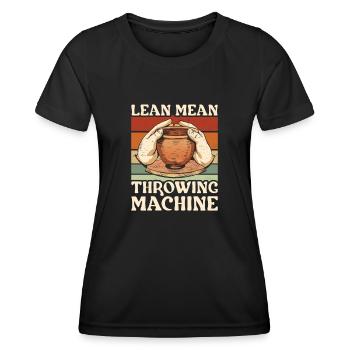 Töpfern Lean Mean Throwing Machine Keramik - Frauen Funktions-T-Shirt - Schwarz - Vorne - AI Model Female 172 light (172cm)