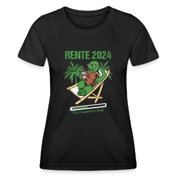 Rente 2024 Der Countdown Läuft Rente 2024 - Frauen Funktions-T-Shirt - Schwarz - Vorne - AI Model Female 172 light (172cm)