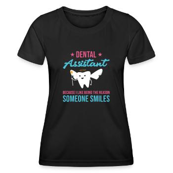 La raison pour laquelle quelqu’un sourit assistant dentaire - T-shirt sport Femme - noir - Devant - AI Model Female 172 light (172cm)