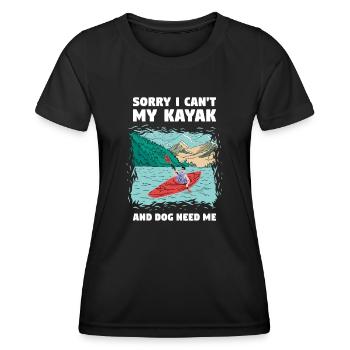 Mon kayak et mon chien n’ont pas besoin de moi Kayak en eau vive - T-shirt sport Femme - noir - Devant - AI Model Female 172 light (172cm)