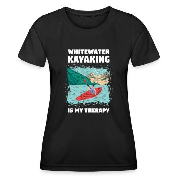 Le kayak en eau vive est ma thérapie - T-shirt sport Femme - noir - Devant - AI Model Female 172 light (172cm)