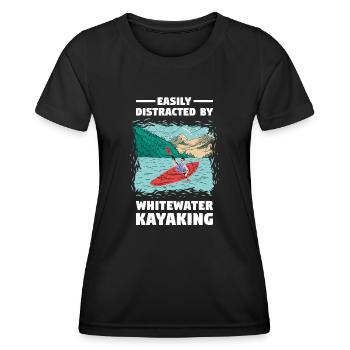 Easily Distracted By Whitewater Kayaking - Frauen Funktions-T-Shirt - Schwarz - Vorne - AI Model Female 172 light (172cm)
