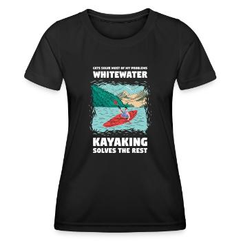 Cats Solves My Problems Whitewater Kayaking - Frauen Funktions-T-Shirt - Schwarz - Vorne - AI Model Female 172 light (172cm)