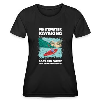 Whitewater Kayaking Dogs & Coffee - Women's Functional T-Shirt - black - Front - AI Model Female 172 light (172cm)