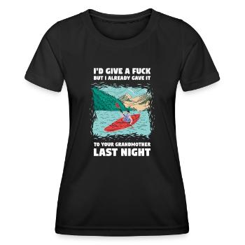 Give A Fuck But Already Gave Whitewater Kayaking - Frauen Funktions-T-Shirt - Schwarz - Vorne - AI Model Female 172 light (172cm)