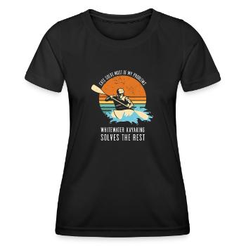 Cats Solves My Problems Whitewater Kayaking - Women's Functional T-Shirt - black - Front - AI Model Female 172 light (172cm)