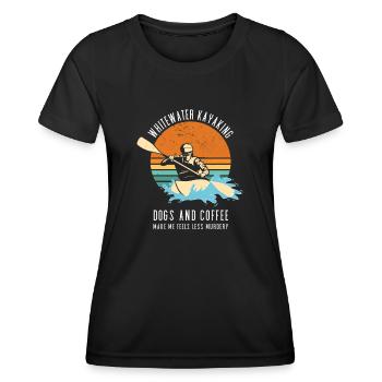Whitewater Kayaking Dogs & Coffee - Women's Functional T-Shirt - black - Front - AI Model Female 172 light (172cm)
