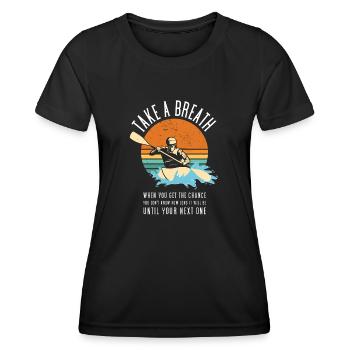 Respirez le kayak en eau vive - T-shirt sport Femme - noir - Devant - AI Model Female 172 light (172cm)