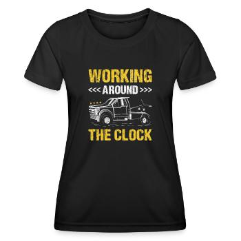 Travailler jour et nuit Opérateur de dépanneuse - T-shirt sport Femme - noir - Devant - AI Model Female 172 light (172cm)