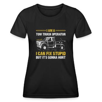 Je peux réparer stupide mais ça va faire mal à la dépanneuse - T-shirt sport Femme - noir - Devant - AI Model Female 172 light (172cm)