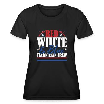 Veteran US Flag Red White & Blue Technician Crew - Women's Functional T-Shirt - black - Front - AI Model Female 172 light (172cm)