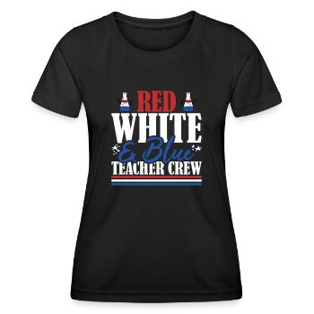 Veteran US Flag Red White & Blue Teacher Crew - Frauen Funktions-T-Shirt - Schwarz - Vorne - AI Model Female 172 light (172cm)