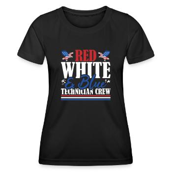 Veteran US Flag Red White & Blue Technician Crew - Women's Functional T-Shirt - black - Front - AI Model Female 172 light (172cm)