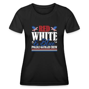 Veteran US Flag Red White & Blue Police Officer - Women's Functional T-Shirt - black - Front - AI Model Female 172 light (172cm)