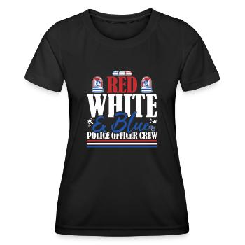 Veteran US Flag Red White & Blue Police Officer - Women's Functional T-Shirt - black - Front - AI Model Female 172 light (172cm)