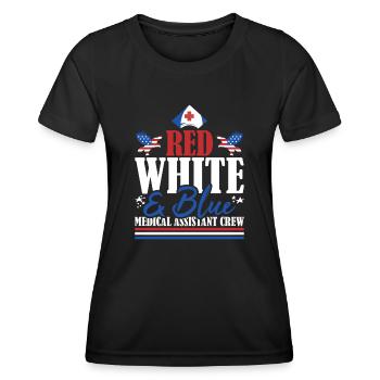 Veteran US Flag Red White & Blue Medical Assistant - Frauen Funktions-T-Shirt - Schwarz - Vorne - AI Model Female 172 light (172cm)
