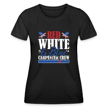 Veteran US Flag Red White & Blue Carpenter Crew - Women's Functional T-Shirt - black - Front - AI Model Female 172 light (172cm)
