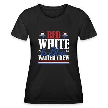 Veteran US Flag Red White & Blue Waiter Crew - Frauen Funktions-T-Shirt - Schwarz - Vorne - AI Model Female 172 light (172cm)