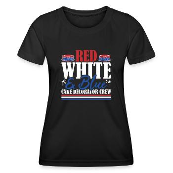 Veteran US Flag Red White & Blue Cake Decorator - Frauen Funktions-T-Shirt - Schwarz - Vorne - AI Model Female 172 light (172cm)