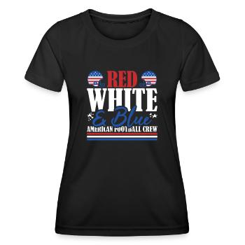 Vétéran Drapeau américain Rouge Blanc & Bleu Football américain - T-shirt sport Femme - noir - Devant - AI Model Female 172 light (172cm)