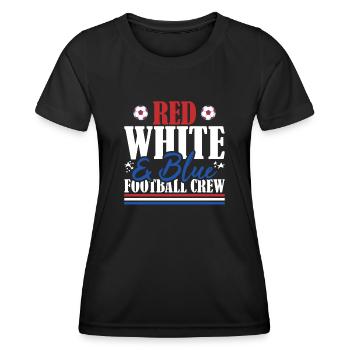 Veteran US Flag Red White & Blue Football Crew - Women's Functional T-Shirt - black - Front - AI Model Female 172 light (172cm)