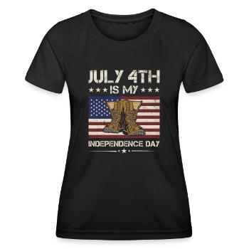 July 4th Is My Independence Day Army Veteran - Women's Functional T-Shirt - black - Front - AI Model Female 172 light (172cm)