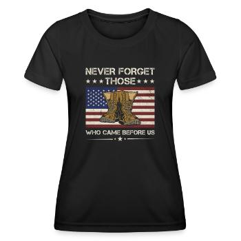 Never Forget Those Who Came Before Us Army Veteran - Women's Functional T-Shirt - black - Front - AI Model Female 172 light (172cm)