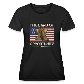 America The Land Of Opportunity Army Veteran - Frauen Funktions-T-Shirt - Schwarz - Vorne - AI Model Female 172 light (172cm)