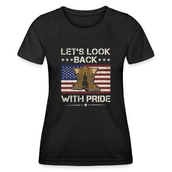 America Let's Look Back With Pride Army Veteran - Women's Functional T-Shirt - black - Front - AI Model Female 172 light (172cm)