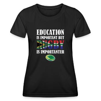 Mais le rugby est plus important Afrique du Sud Rugby - T-shirt sport Femme - noir - Devant - AI Model Female 172 light (172cm)