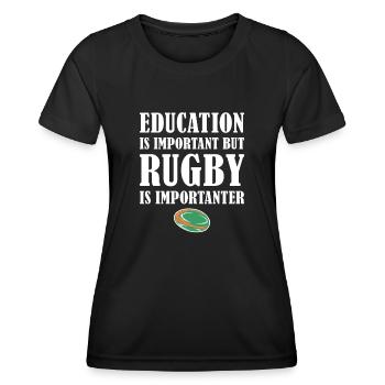 But Rugby Is Importanter Ireland Rugby - Women's Functional T-Shirt - black - Front - AI Model Female 172 light (172cm)