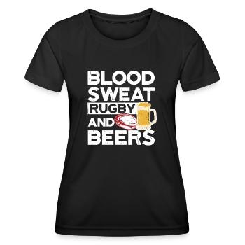Blood Sweat Rugby et bières Japon Rugby - T-shirt sport Femme - noir - Devant - AI Model Female 172 light (172cm)